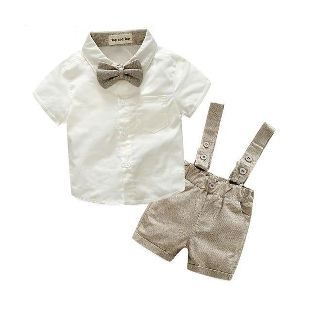 2pc Short Sleeve Suspenders Baby Gentleman Suit