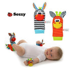Cute, adorable 4-pc baby Wrist Rattle and Footsies set - Smart Cute Babies