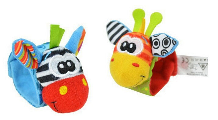 Cute, adorable 4-pc baby Wrist Rattle and Footsies set - Smart Cute Babies