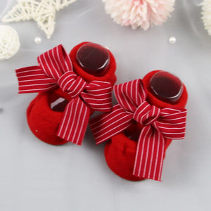 Newborn Christmas Anti Slip Cotton Socks with Bow