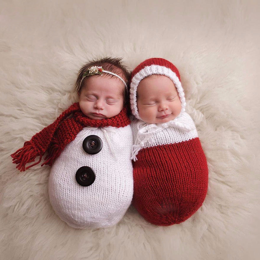 Crochet Snowman Wrap Outfit With Scarf/Hat - Smart Cute Babies