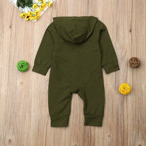 Baby Hooded Long Sleeve Button Romper - Smart Cute Babies