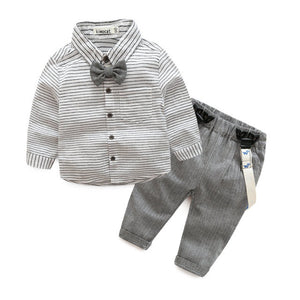 Cute striped, shirt & pants set with suspenders